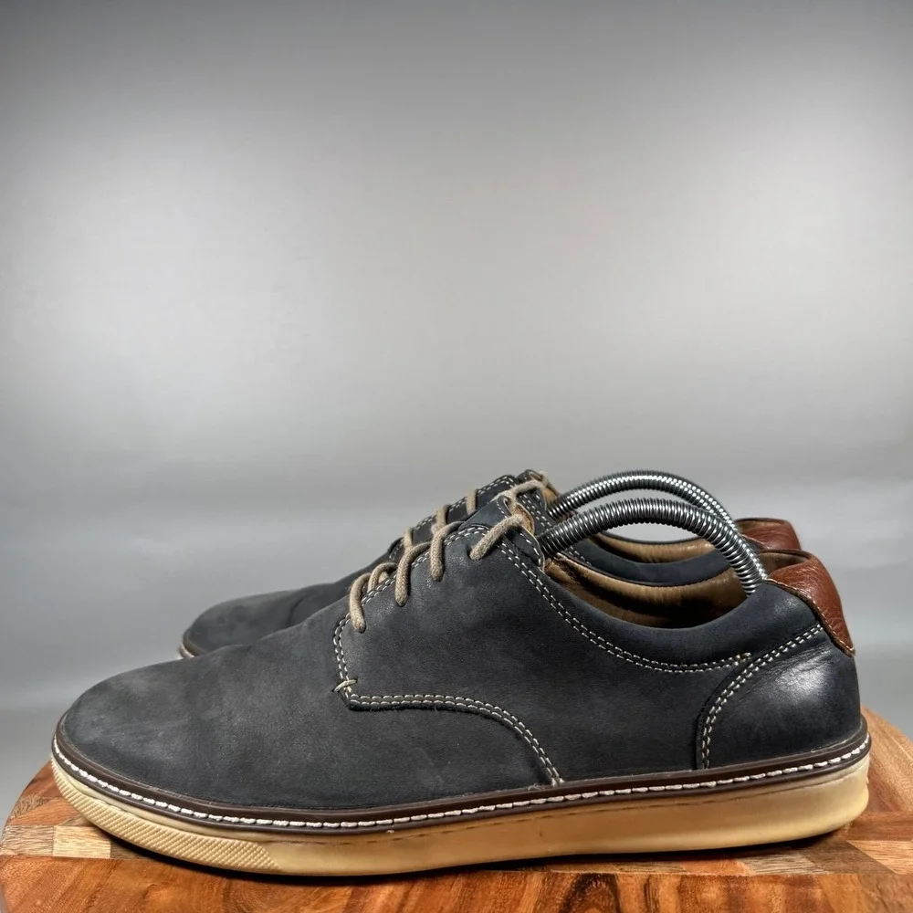 Johnston & Murphy McGuffey Plain Toe Navy Nubuck Leather Derby Shoes Mens 9M